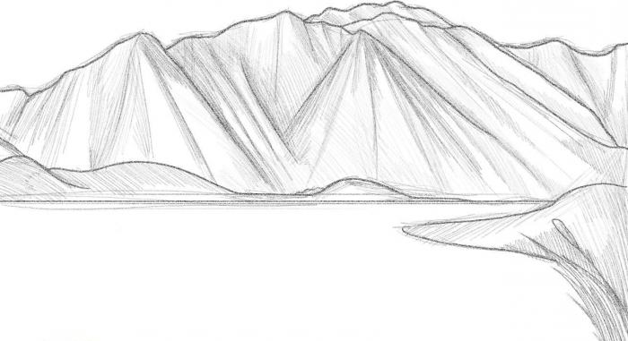 एक साधारण पेंसिल के साथ पहाड़ों को कैसे आकर्षित किया जाए